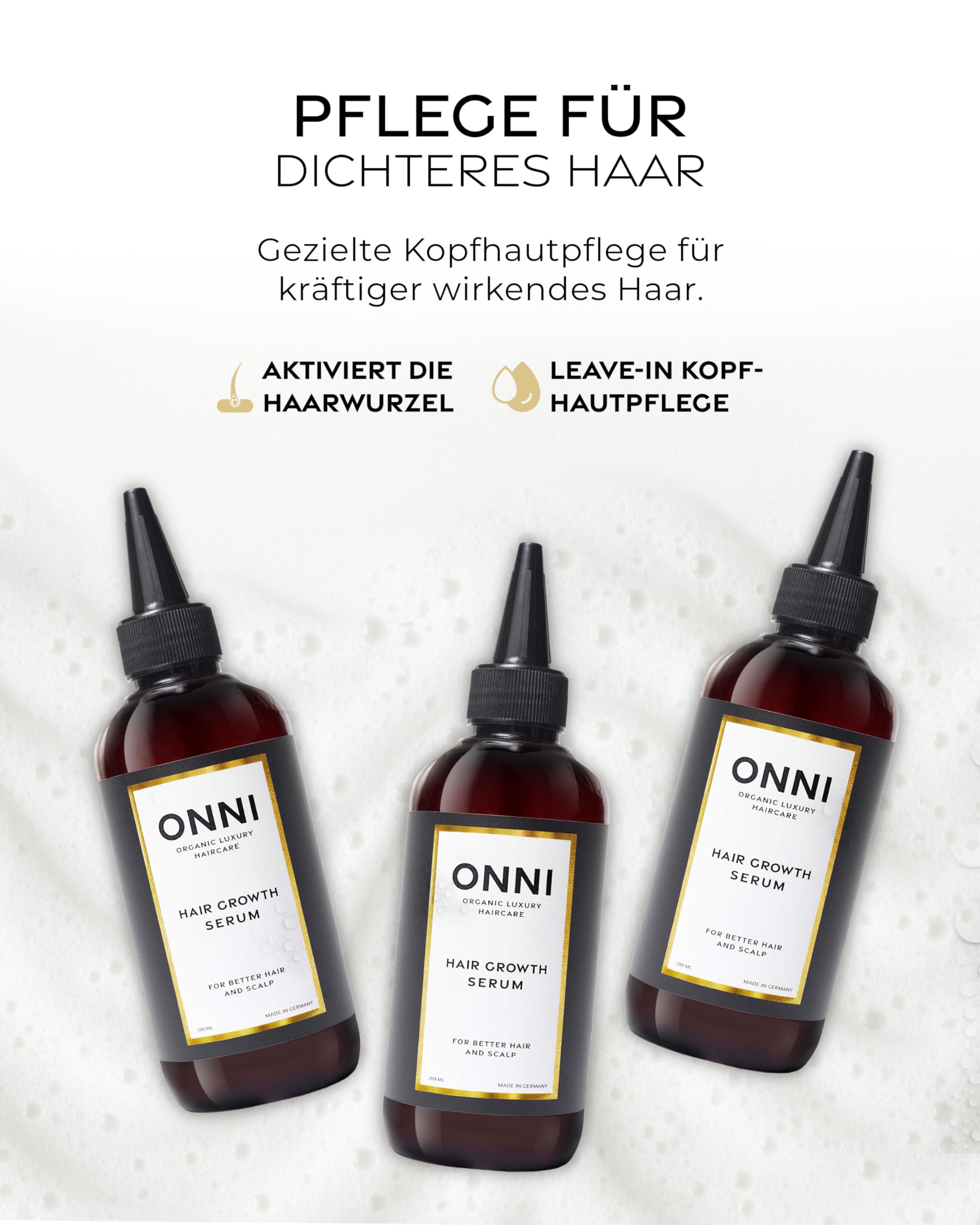 ONNI – Haarserum Haarwachstum 200ml Größe – Haarpflege mit Follicusan & Koffein – Hair Growth Serum Haar & Kopfhaut – stärkt Haarwurzel & unterstützt Haarstruktur – silikon-, paraben- & sulfatfrei