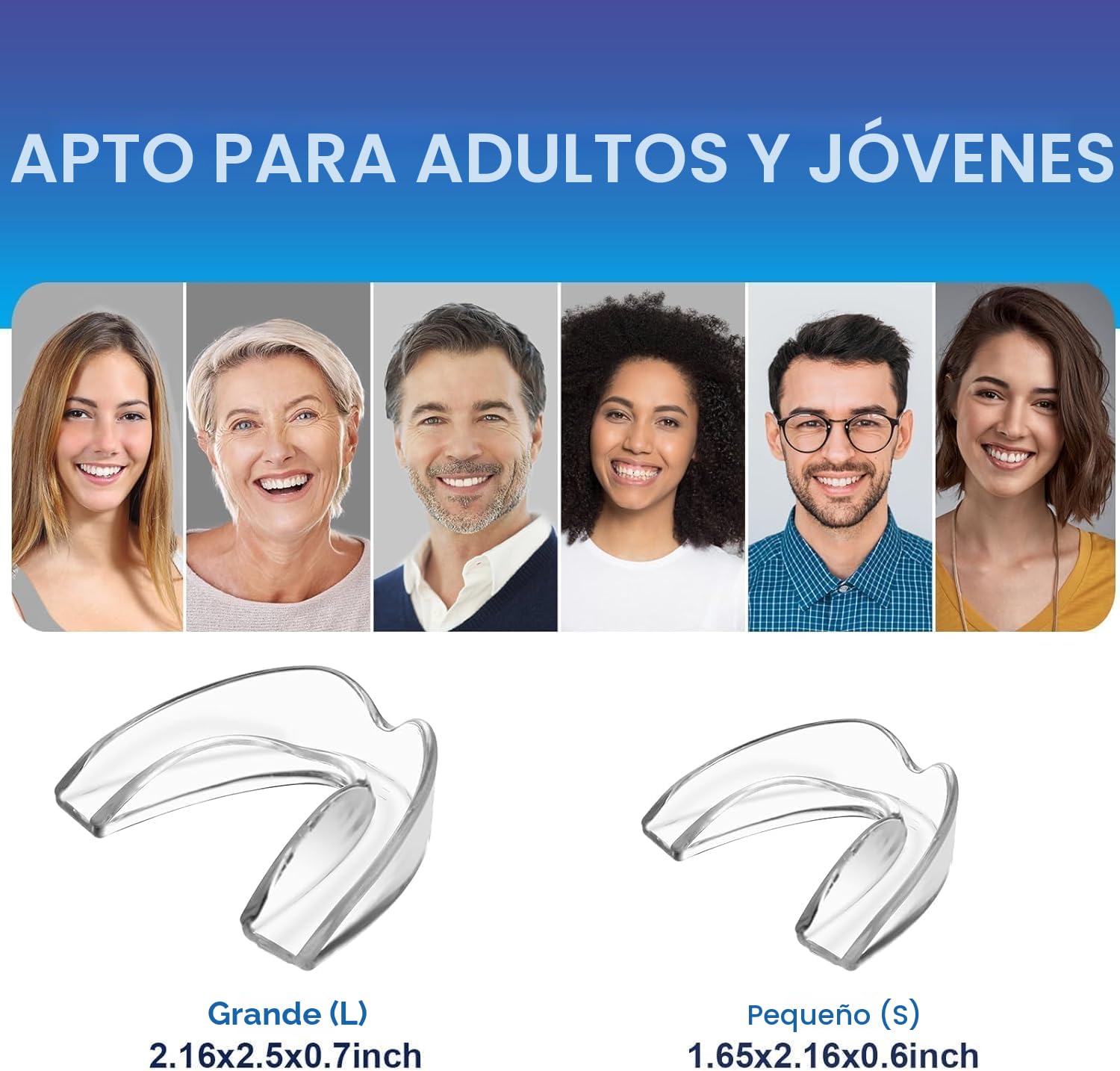 Zikenis 4 Piezas Ferula Descarga Bruxismo, en 2 Tamaños, Protector Bucal para Dormir, Protector Bucal Bruxismo con Caja, para bruxismo, clenching, protector de boca atlética