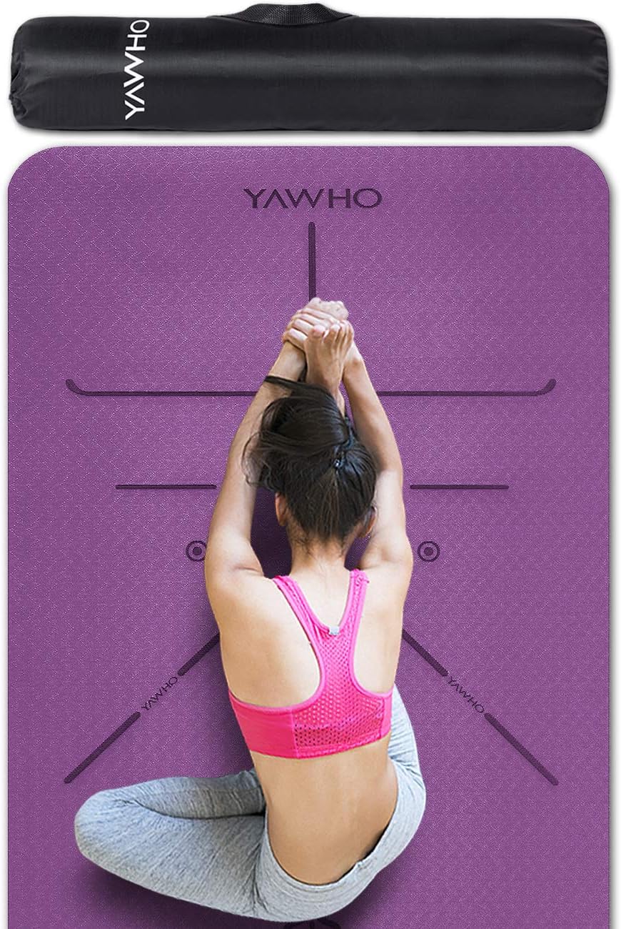 Yoga Mat Fitness Mat Eco Friendly Material SGS Certified Ingredients TPE Specifications 72'' x 26'' Thickness 1/4-Inch Non-Slip Extra Large Yoga Mat with Carry Bag (Violet)