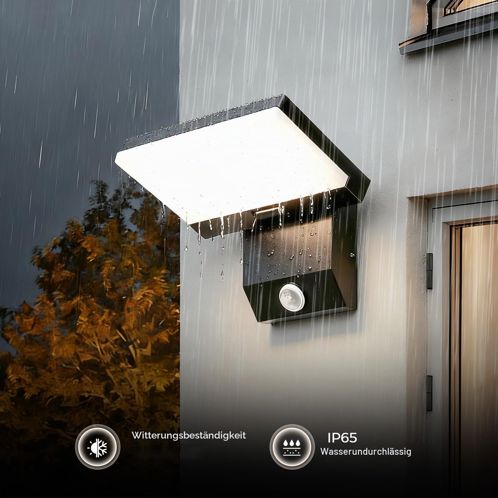 36W LED Wandleuchte Außen/Innen Modern Wandlampe 3000K Warmweiß | mit Bewegungsmelder IP65 Wasserdicht Schwenkbares LED Panel Außenwandleuchte für Terrasse Eingang Garten und Balkon, 2pcs