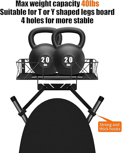 Miniatura 2 de Soporte de pared para tabla de planchar, soporte para tabla de planchar, organización y almacenamiento de decoración de lavandería, con cesta base