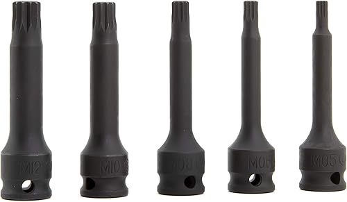 Miniatura 4 de Genius Tools Juego de llaves de vaso de impacto cuadrado triple Dr. de 5 piezas 38" TM-305