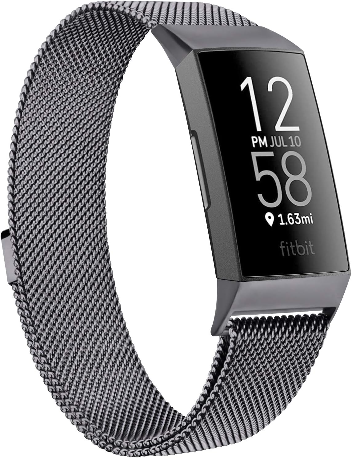 Demark Metal Replacement Strap Compatible with Fitbit Charge 3 Strap/Fitbit Charge 4 Strap, Adjustable Stainless Steel Wirst Band for Women Man, Small Large
