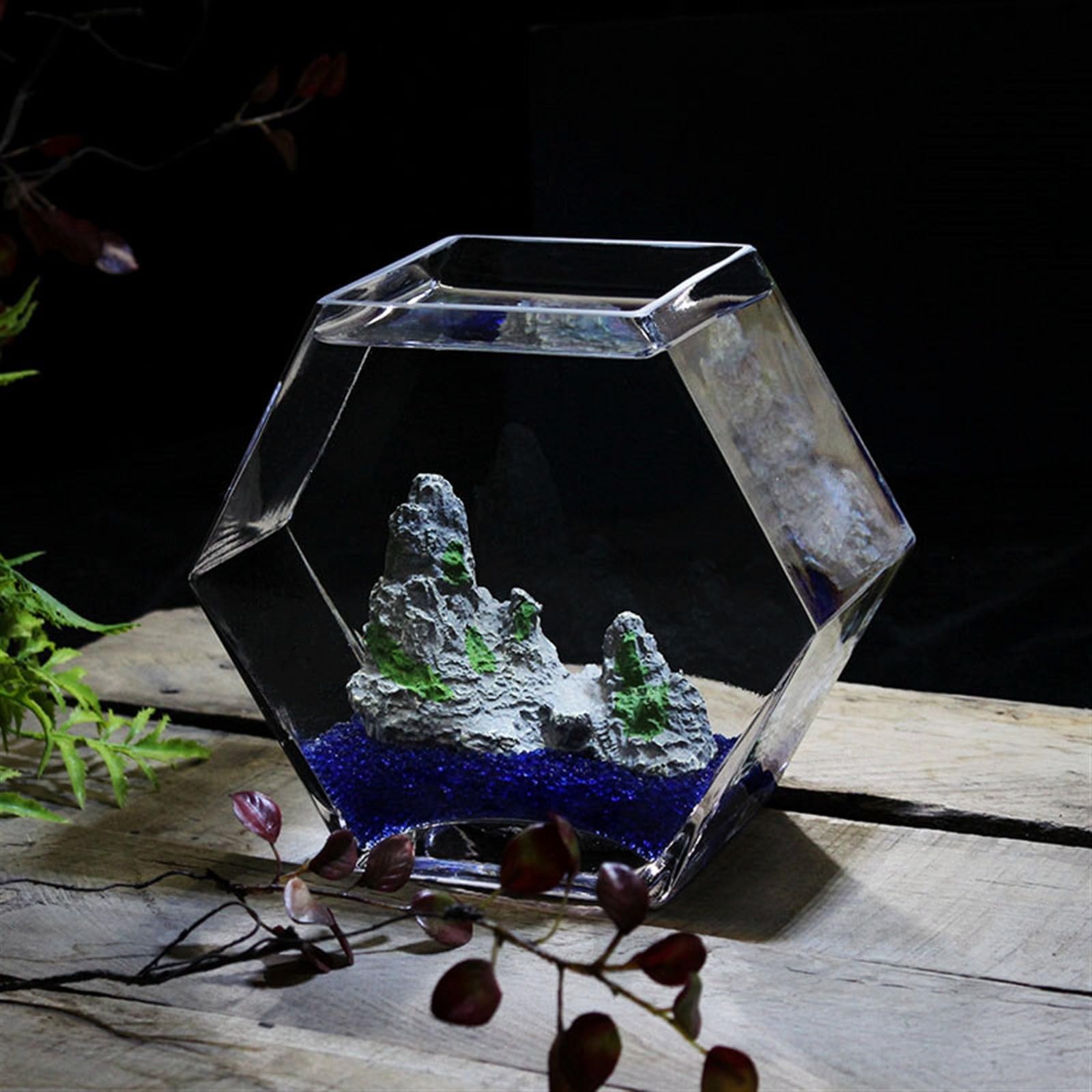 Acquario per Pesci Acquario in Vetro Acquario Trasparente Addensato Acquario Decorativo da Tavolo Acquario Creativo Vaso in Vetro for Pesci Rossi Acquari(25x12.5x22.5cm)