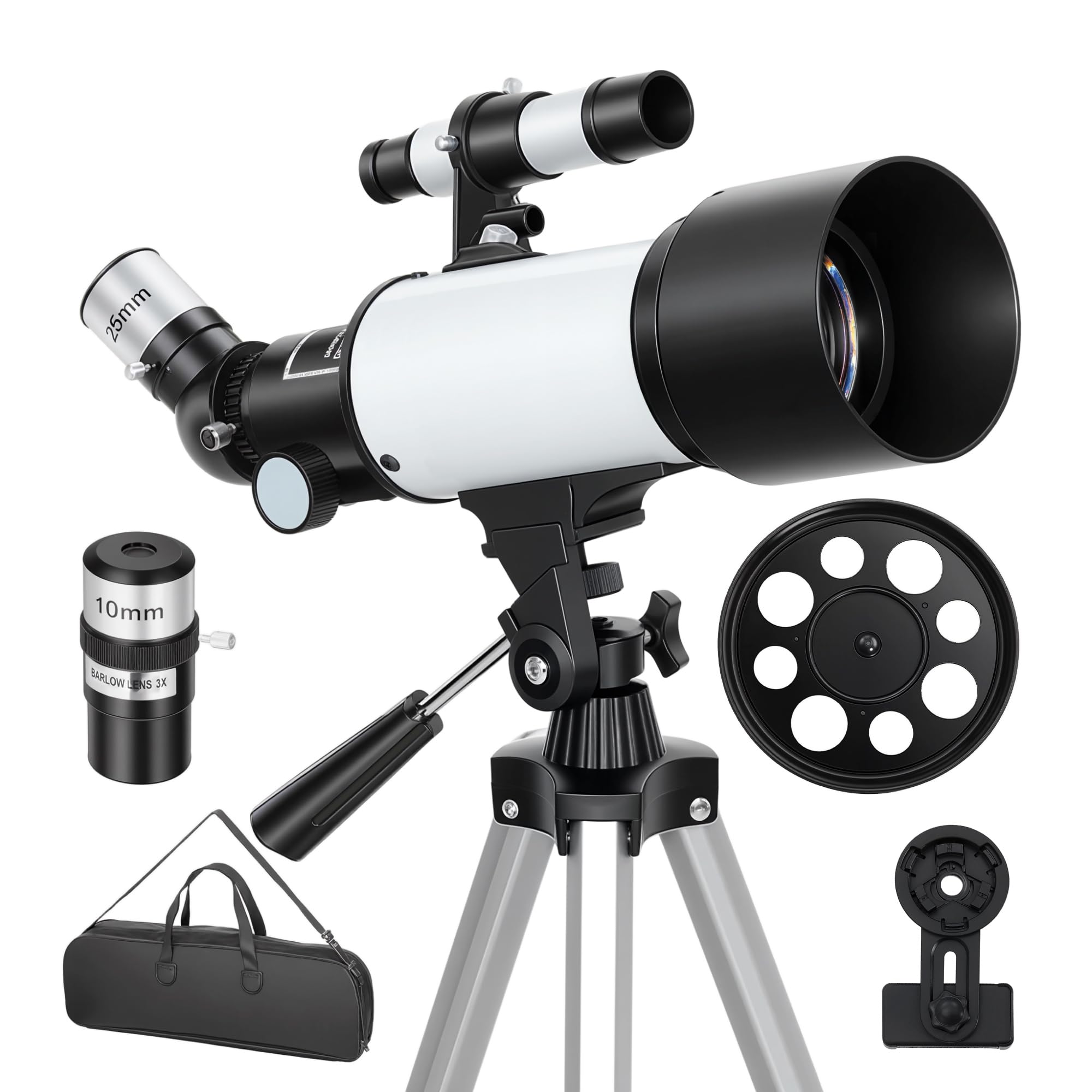 Outsunny Télescope Astronomique pour Adultes et Débutants 70 mm Blanc