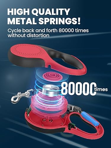 Miniatura 8 de Correa retráctil para perro con luz LED, correa recargable de 16 pies para perros pequeños y medianos de hasta 66 libras, 360 sin enredos, control