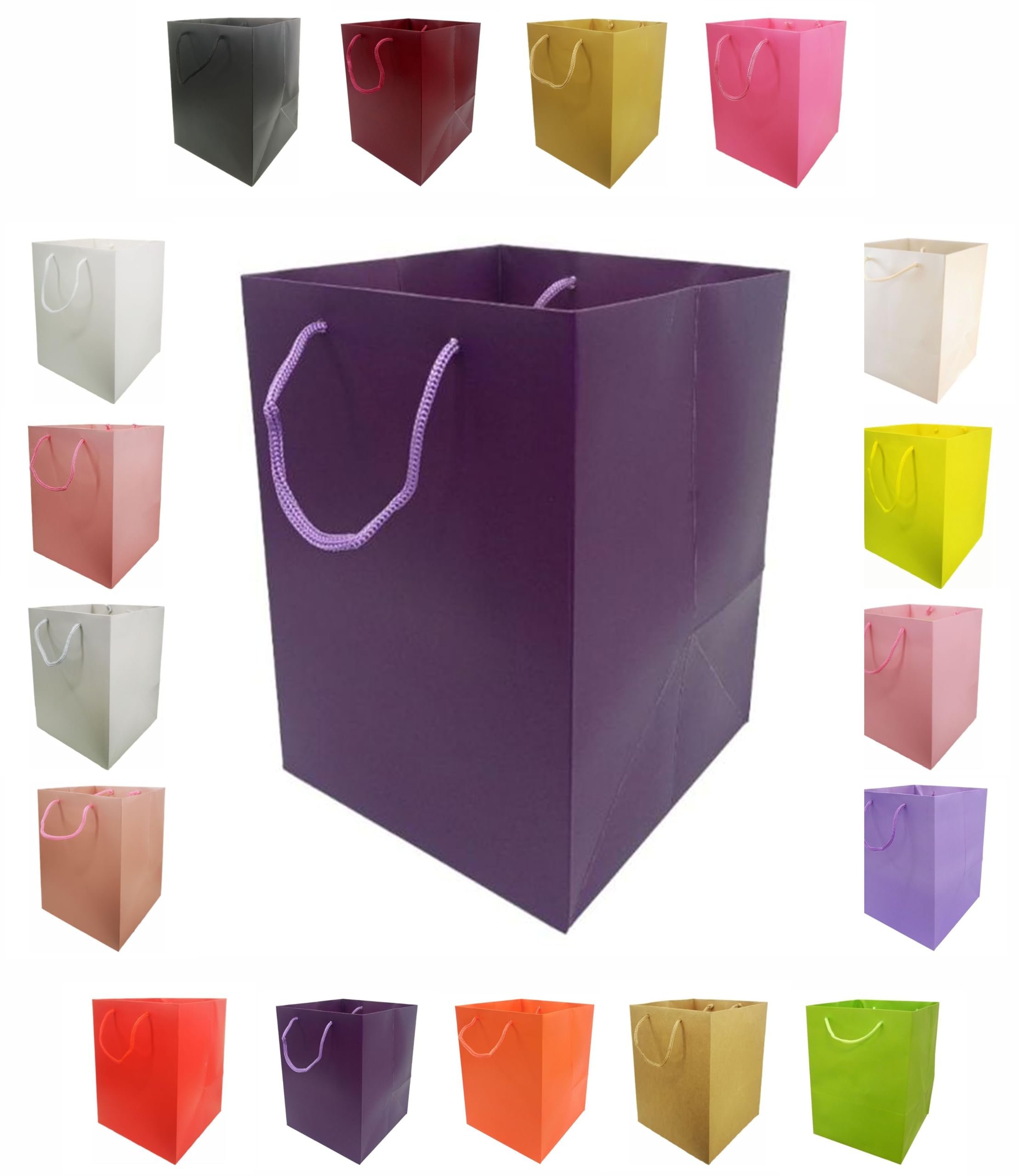 Glossy Vibrant Flower Gift Bag, Bouquet Vase | Valentines | Anniversary | Love | Transportation Display (5, Purple)