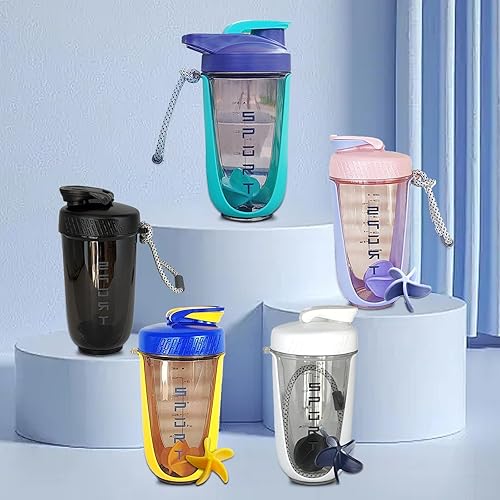 Miniatura 8 de Botella agitadora de proteínas de 20 onzas, botellas deportivas para mezclas de proteínas con batidora, botella mezcladora, taza agitadora portátil