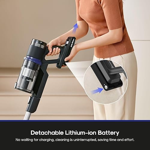 Miniatura 6 de Eureka Aspiradora inalámbrica, succión de 350 W, tiempo de funcionamiento de 60 minutos, cepillo antienredos, tecnología de detección inteligente,