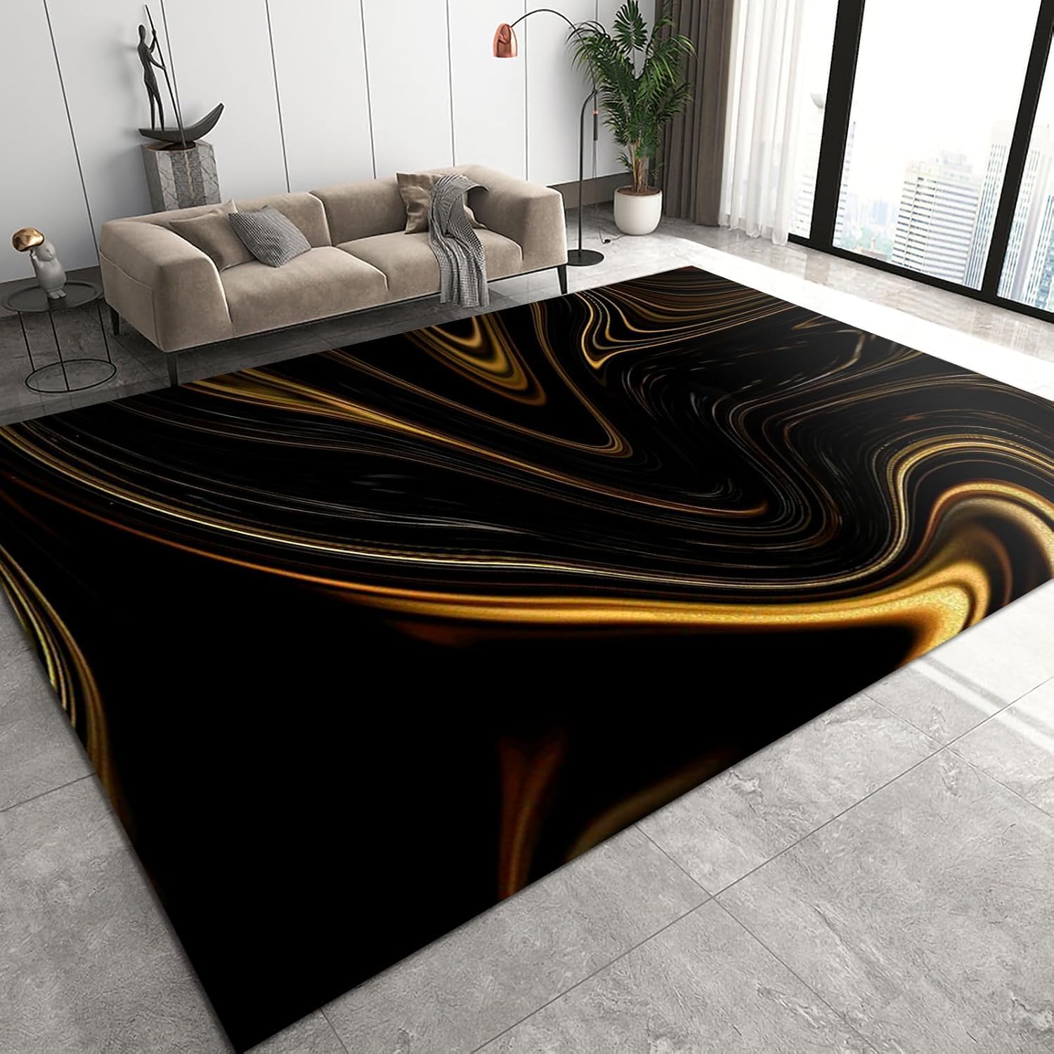 Tapis de salon abstrait pour decoration chambre adultes et salle a manger