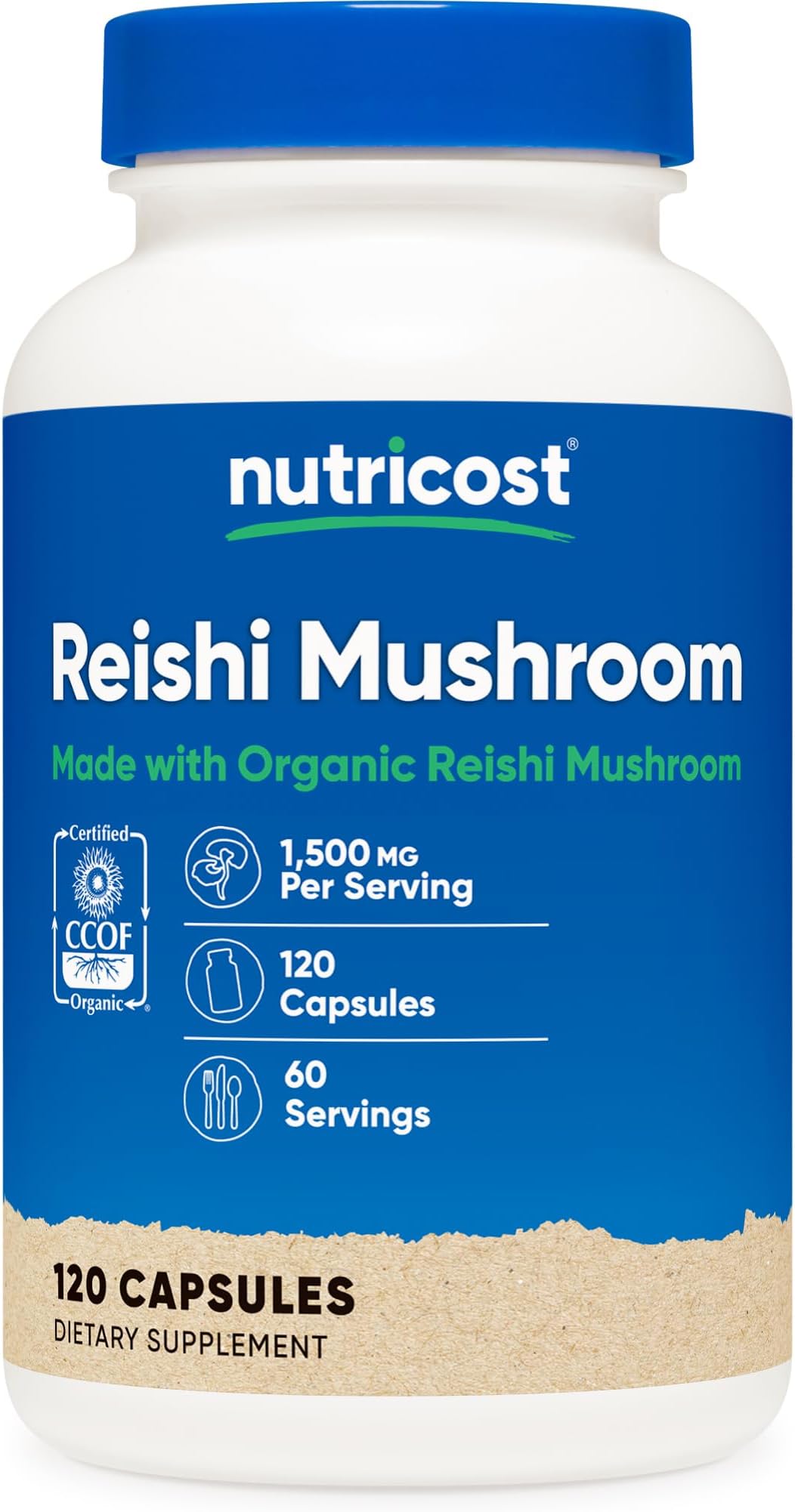 Nutricost Organic Reishima Mushroom 1500mg, 120 Capsules, Non-GMO, Gluten FreeUSDA Organic