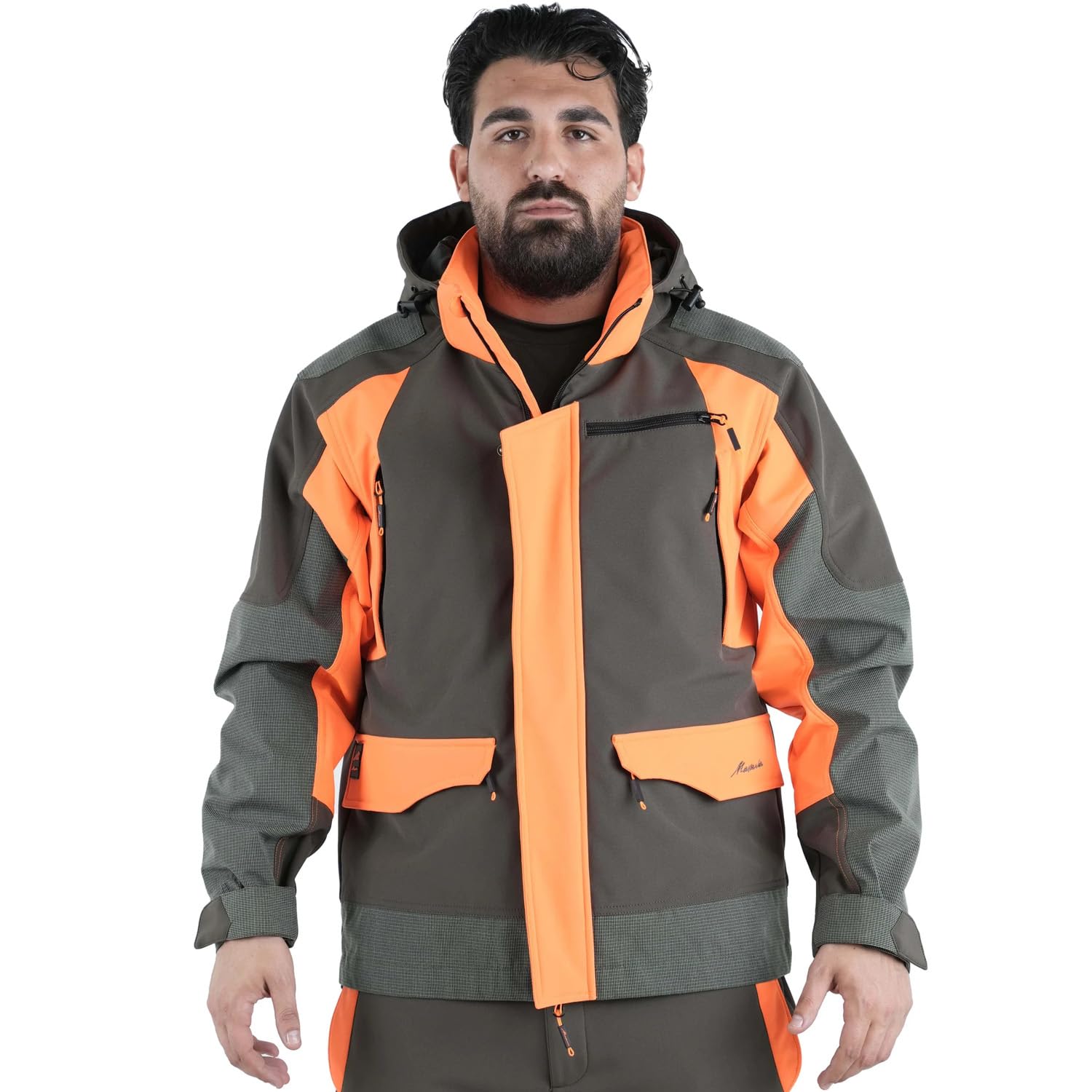 fratelliditalia.org Giacca Giubbino Softshell Arancio Cappuccio Alta visibilita Uomo - Personalizzabile con Il Tuo Logo