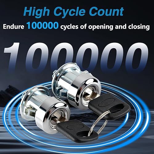 Miniatura 2 de 1 par de cilindros de cerradura de puerta con juego de llaves compatibles con Ford F150 F250 F350 F450 F550 Super Duty Excursion Explorer Freestar