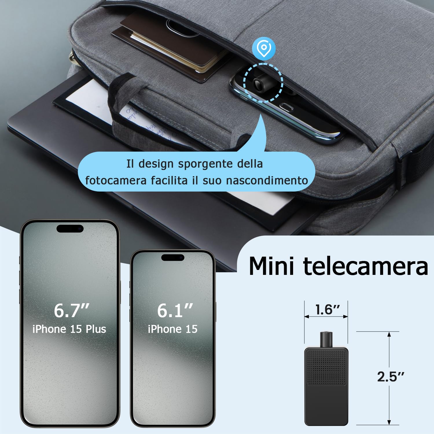 Digimore Mini Telecamera Spia Nascosta | Micro Telecamera WiFi Interno | 10 Hr Registrazione Continua, Cloud Storage Gratis, Rilevamento Movimento & Visione Notturna