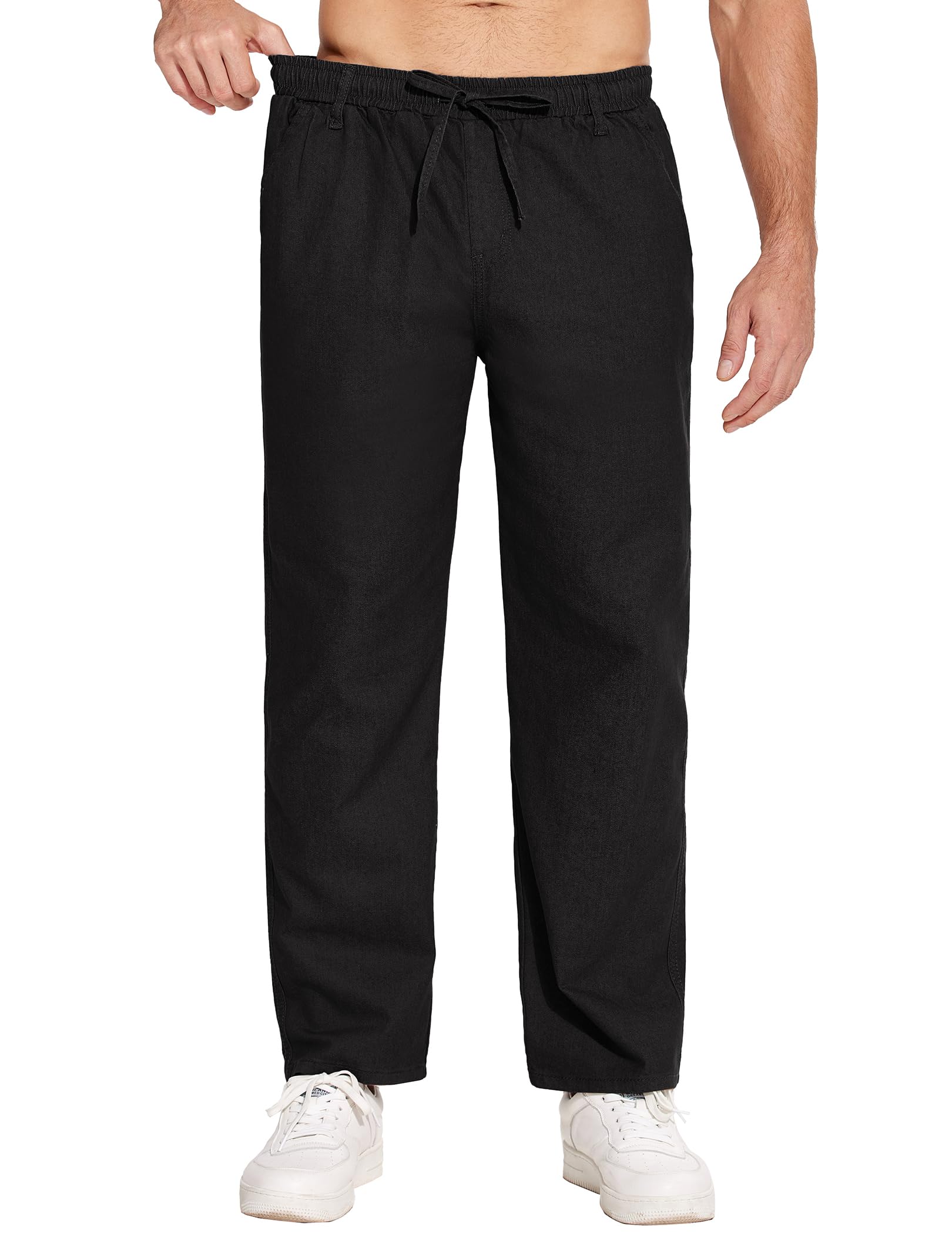 COOFANDY Schlupfjeans Herren Jeans Straight Jeanshose Schlupfhose Lässige Hose Cargo Jeans Chino Pants Chino Hose Baumwolle Hose Lang für Männer Twill Denim-Schwarz XL
