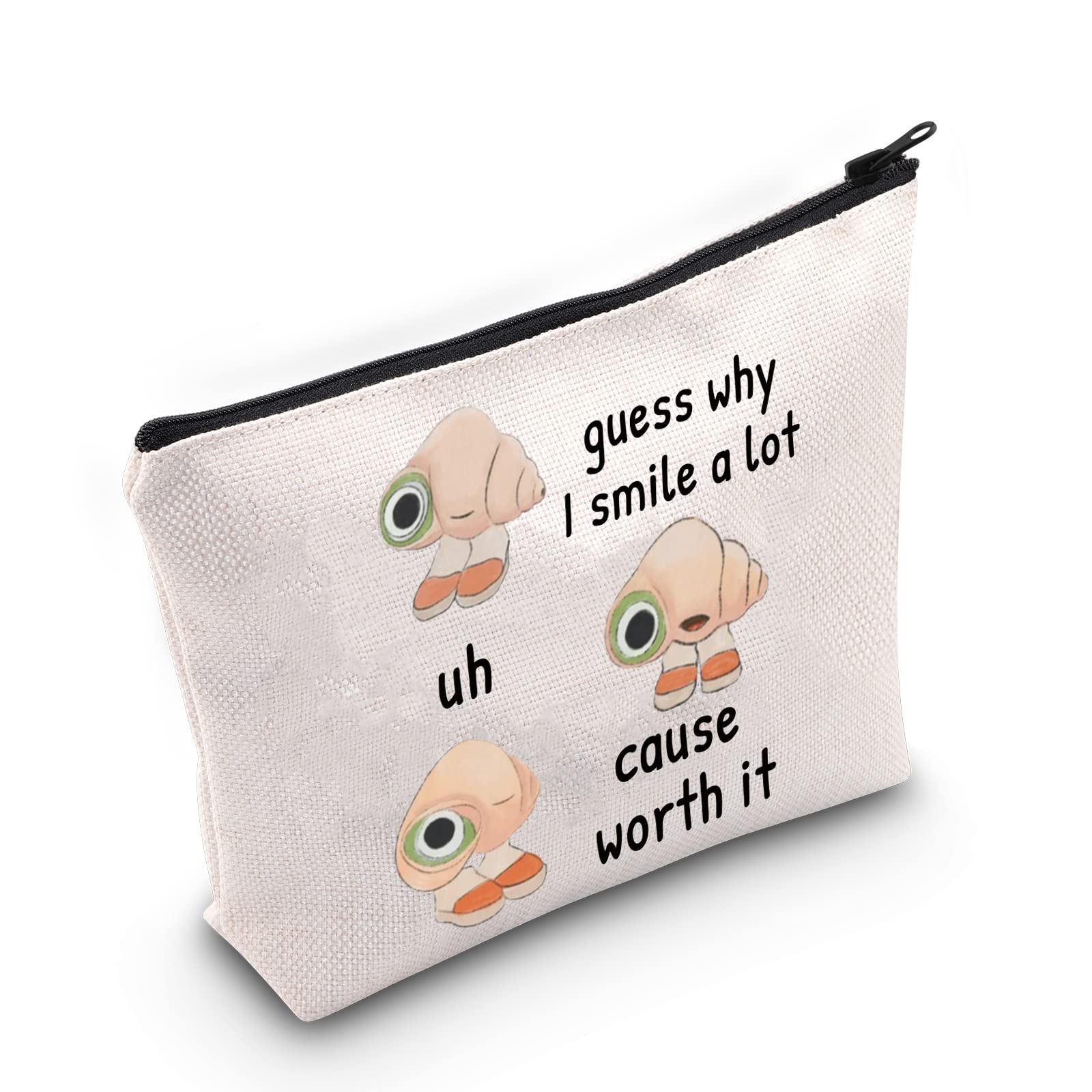 WZMPA Marcel Fan Cosmetic Makeup Bag The Shell Animation Inspired Gifts Guess Why I Smile A Lot Uh Cause Worth It Marcel Zipper Pouch Bag For Women Girls, Guess Why I Smile, Fit