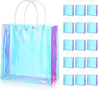 16 Pcs Holographic Bags, Party Favor Bags Clear Reusable Birthday Gift B...