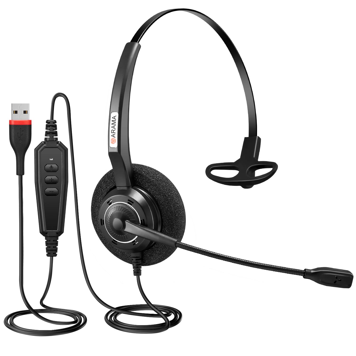 USB Headset with Microphone Noise Cancelling &Ultra-Soft Computer Headset for Laptop, PC, Skype, Zoom, Webinar, Call Cente...