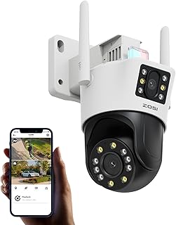 ZOSI 8MP Outdoor WLAN Surveillance Camera with Double Lens (4MP + 4MP), 2.4GHz WiFi Pan/Tilt Camera, 2-Way Audio, Person D…