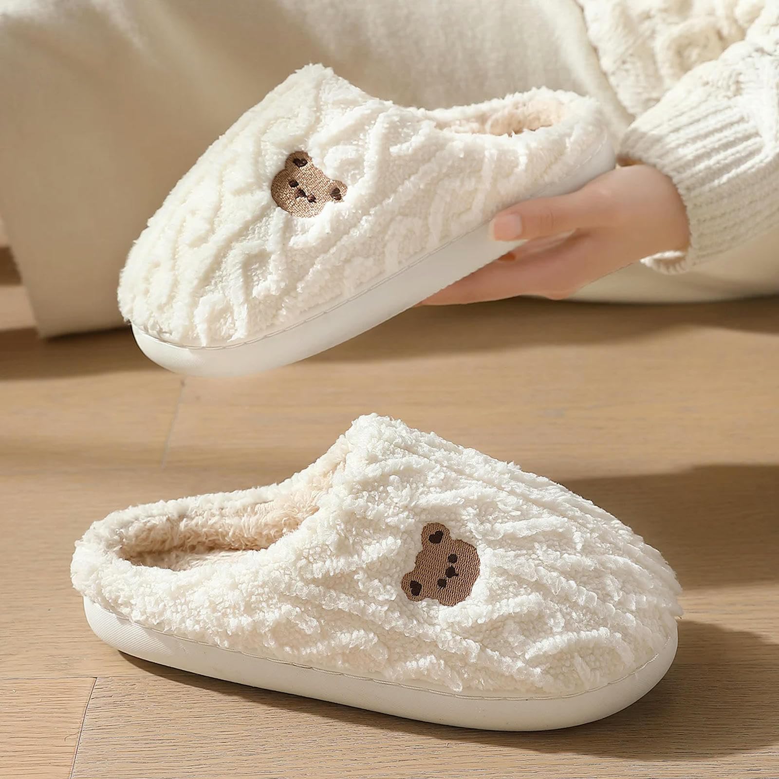 Kapcie damskie urocze kapcie unisex domowe wygodne pluszowe buty wsuwane z podszewką, męskie ciepłe jesienne zimowe klapki-różowe-36-37