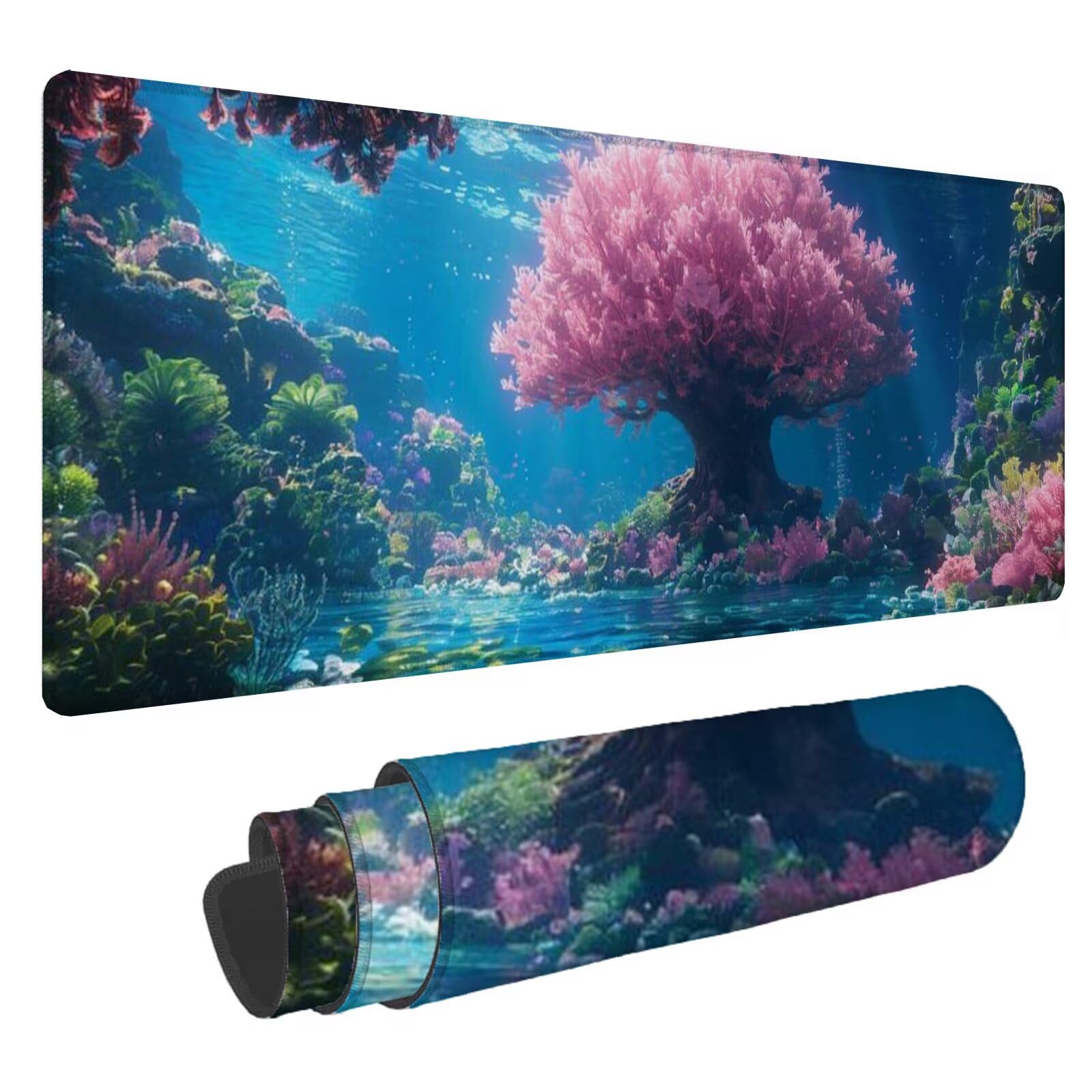 Różowa podkładka pod mysz XXL podkładka pod mysz do gier 1200 x 600 x 3 mm duża podkładka pod mysz drzewo wodoodporna antypoślizgowa podkładka pod rękę biurko, poprawia precyzję i szybkość myszy i