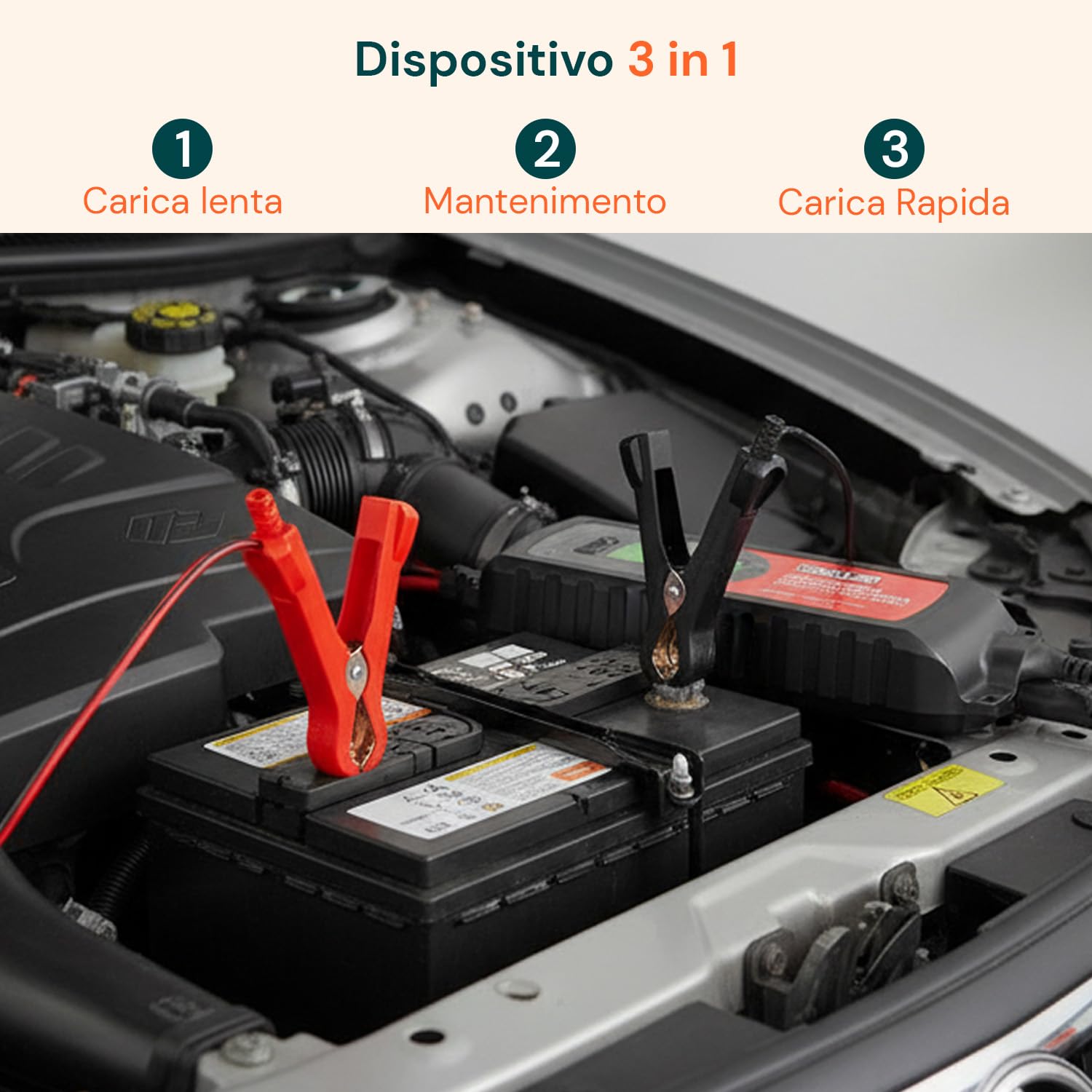 Avilia Caricabatterie per Auto e Moto LCD 3-in-1 per Batterie al Piombo - Caricatore FastCharge, con Mantenitore di Carica e Carica Lenta, Protezione IP65, 6-12V