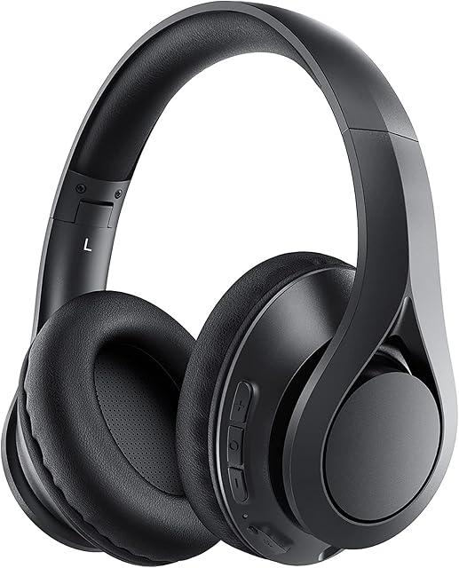 Vividtone 60Hrs Bluetooth Headphones Over Ear, Bluetooth 5.0 Wireless and Wired Headset, Built-in Microphone, Memory-Protein Earmuffs, Foldable Headphones for PC, Cell Phones, TV