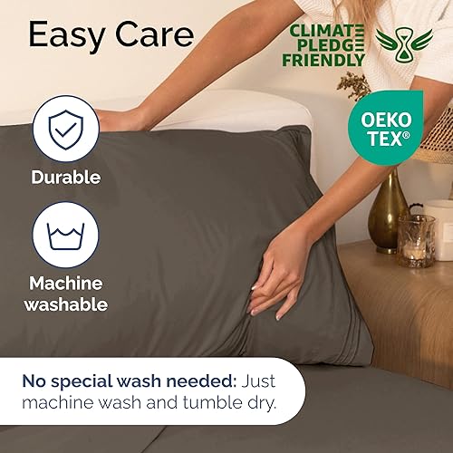 Vista 940 de Juego de sábanas de 4 piezas tamaño king, extrasuaves, transpirables y refrescantes con esquinas profundas, sábanas de fácil ajuste y sin arrugas