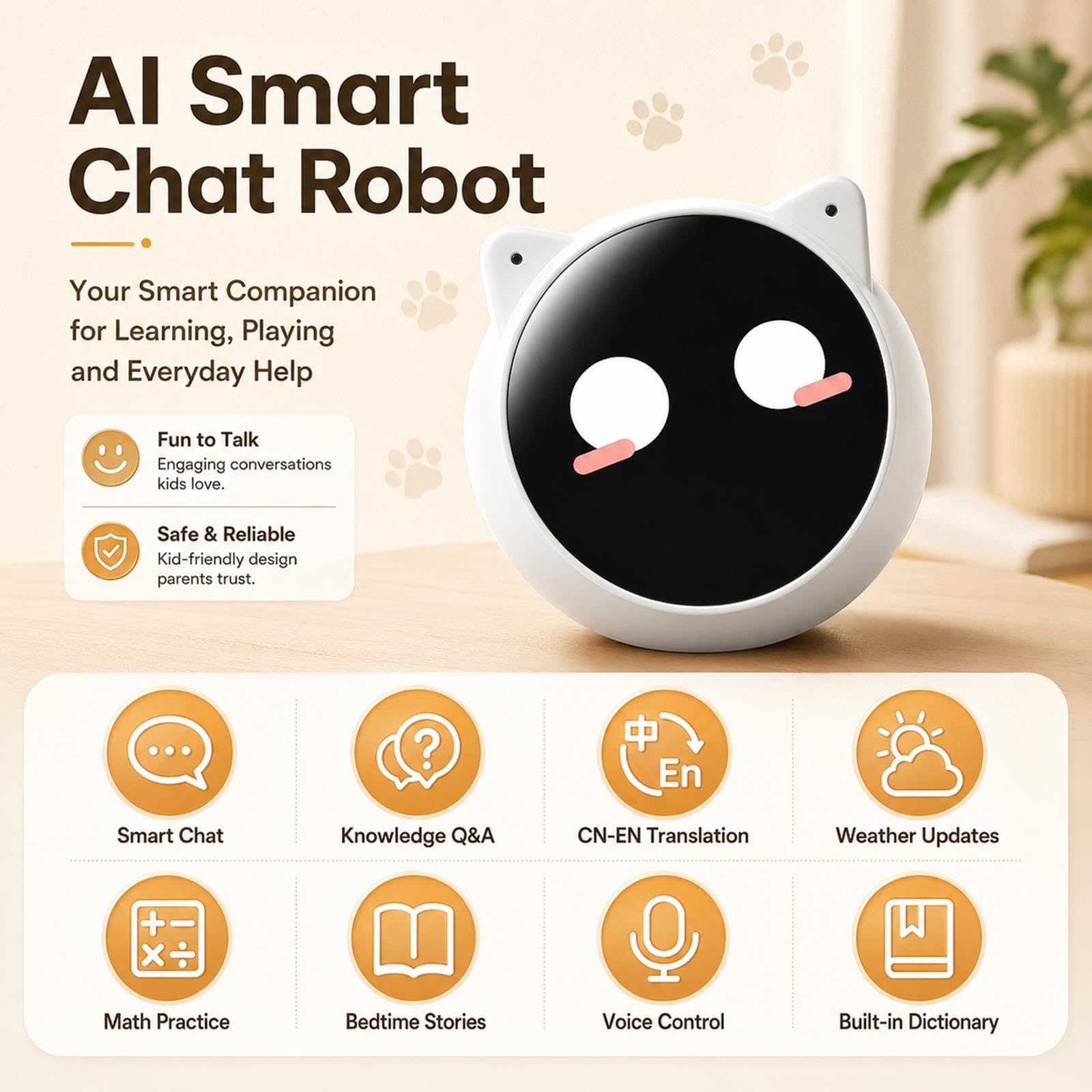 Robot Compagno IA da Scrivania - Gadget Umanoide Intelligente per la Casa