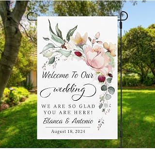 Personalized Welcome Flag - Custom Wedding Decor, Greency Outdoor Flag for Wedding #1
