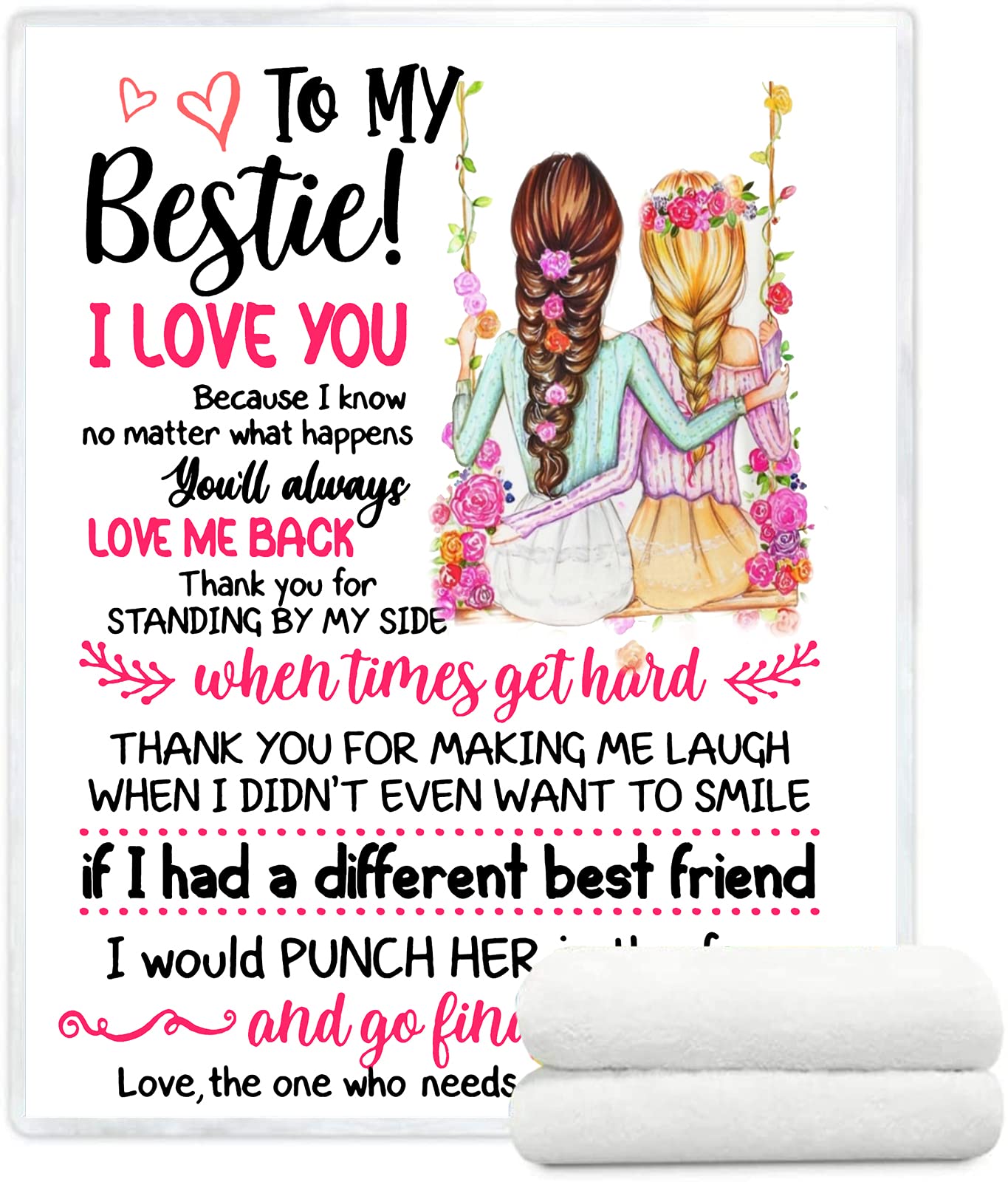 to My Bestie Blanket,Super Soft Flannel Fleece Blanket,Friendship Gifts Blanket for Women,Friend,Tee