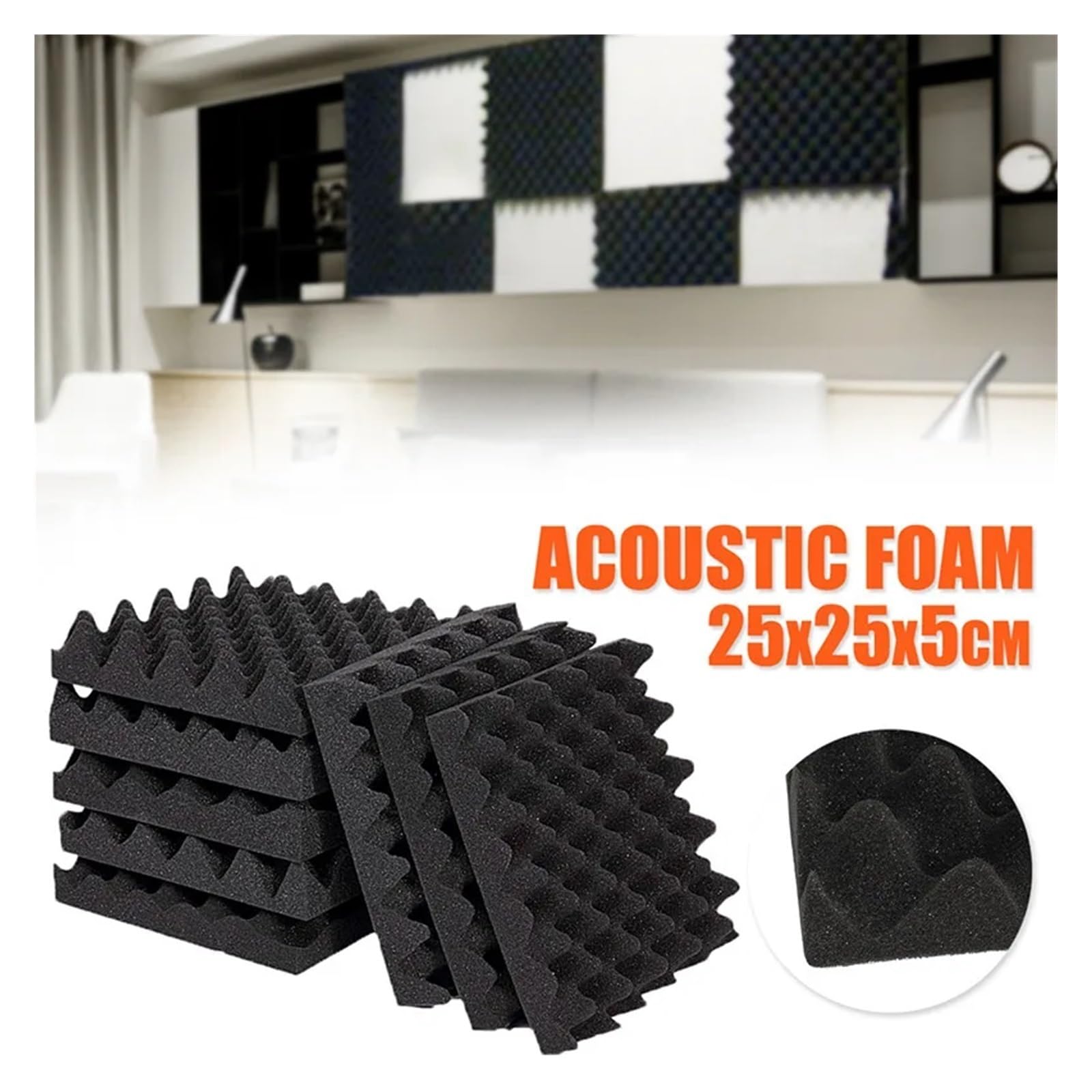 Paneles acústicos para paredes 12pcs Acoustic Foam Panels Sound Absorbing Studio Soundproofing Insulation Absorption Treatment Wall 25x25x5cm
