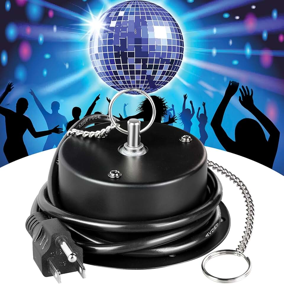 Motor de bola de discoteca de velocidade lenta de 1 RPM, bola espelhada resistente, motor elétrico rotador, suporta bolas de 10 a 30 cm para festas de DJ, bandas domésticas, festa de Natal