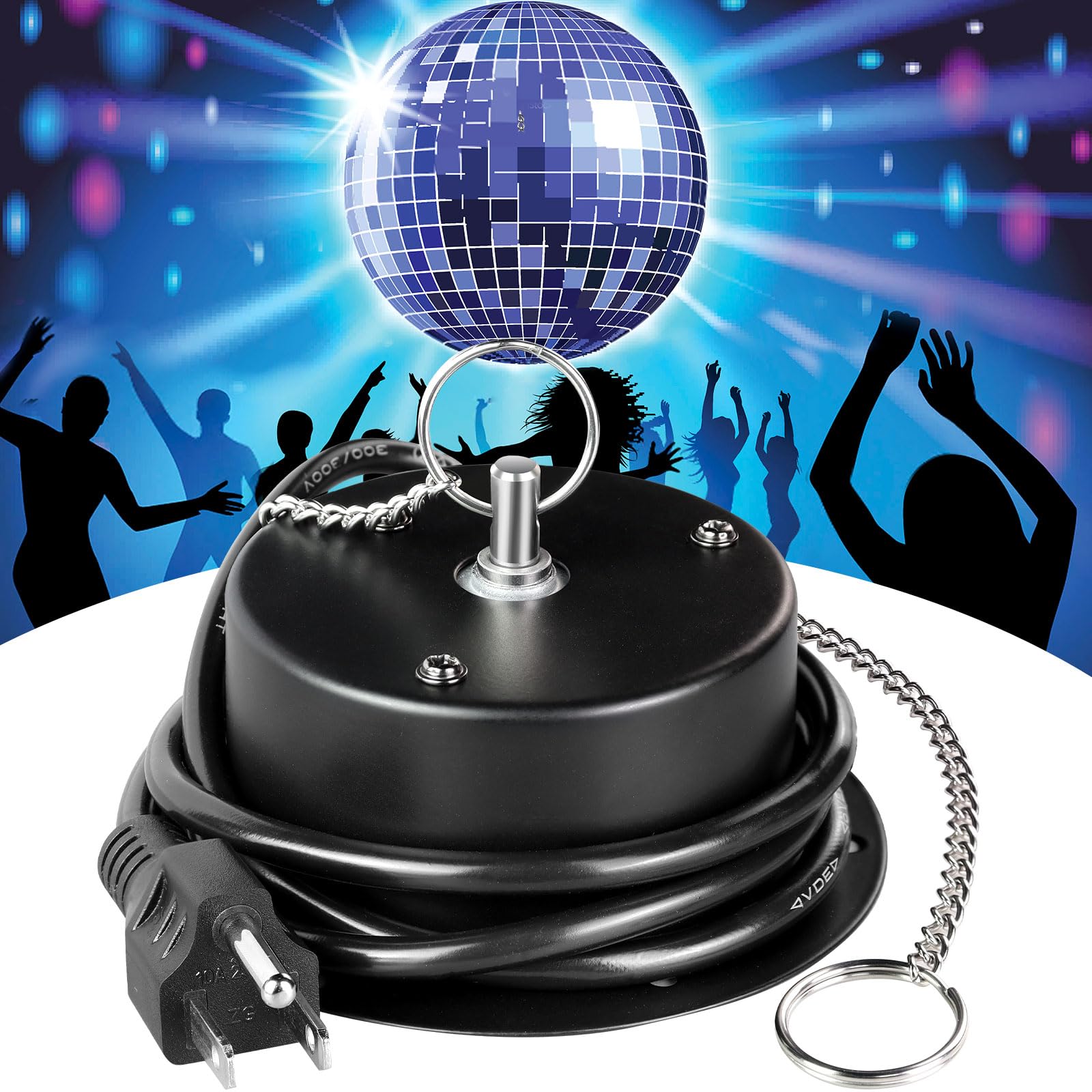 Photo 1 of 1 RPM Slow Speed Disco Ball Motor Heavy Duty Mirror Ball Electric Motor Rotator Supports 4'' - 12'' Balls for Dj Party Light Home Bands, Christmas Party