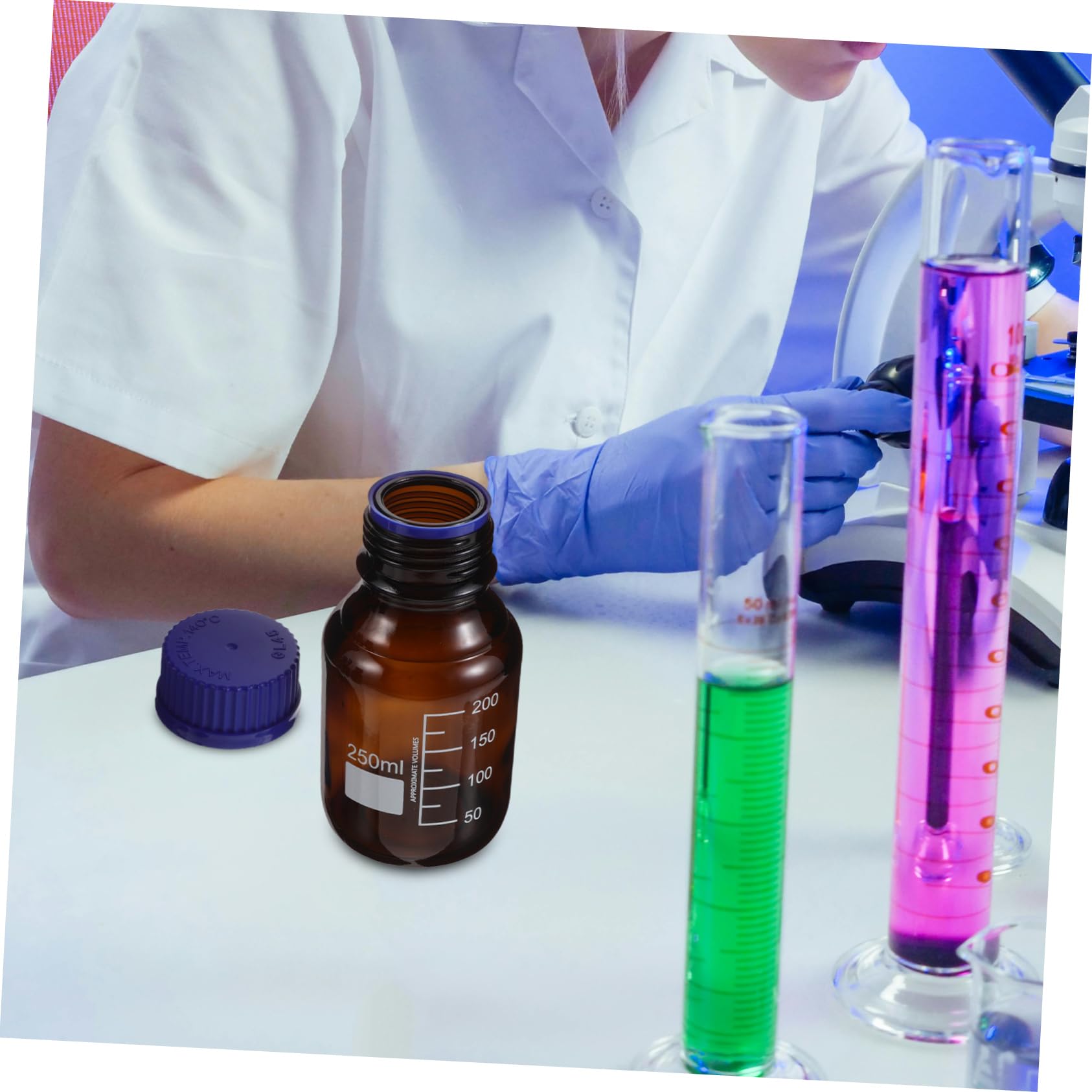 ABOOFAN 3pezzi Bottiglie in Vetro Per Reagenti Contenitori Ermetici Da Laboratorio Con Graduazioni Chiare Per Conservazione Di Campioni e Reagenti Chimici