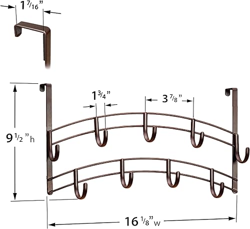 Miniatura 4 de Lynk 9 ganchos para encima de la puerta platino