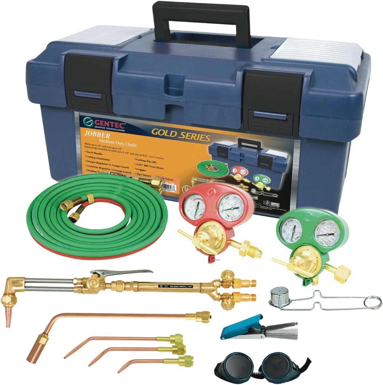 Gentec Silver Series Medium-Duty Cutting and Welding Outfit - Oxyacetylene, 12-Piece Set, Model Number 7120B