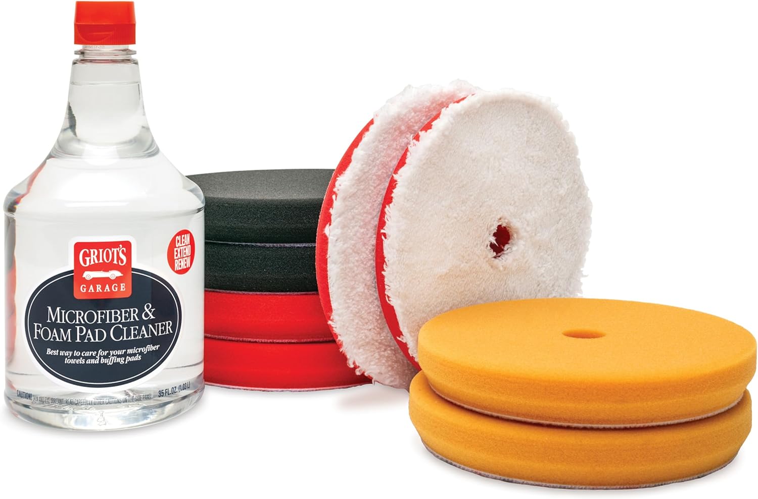 Griot's Garage Enthusiast Pad System Kit for Car Detailing, 6" Microfiber, Foam, Wax Pads for Paint Correction and Polishing, Includes a Cleaner Formula, 35 Ounces
