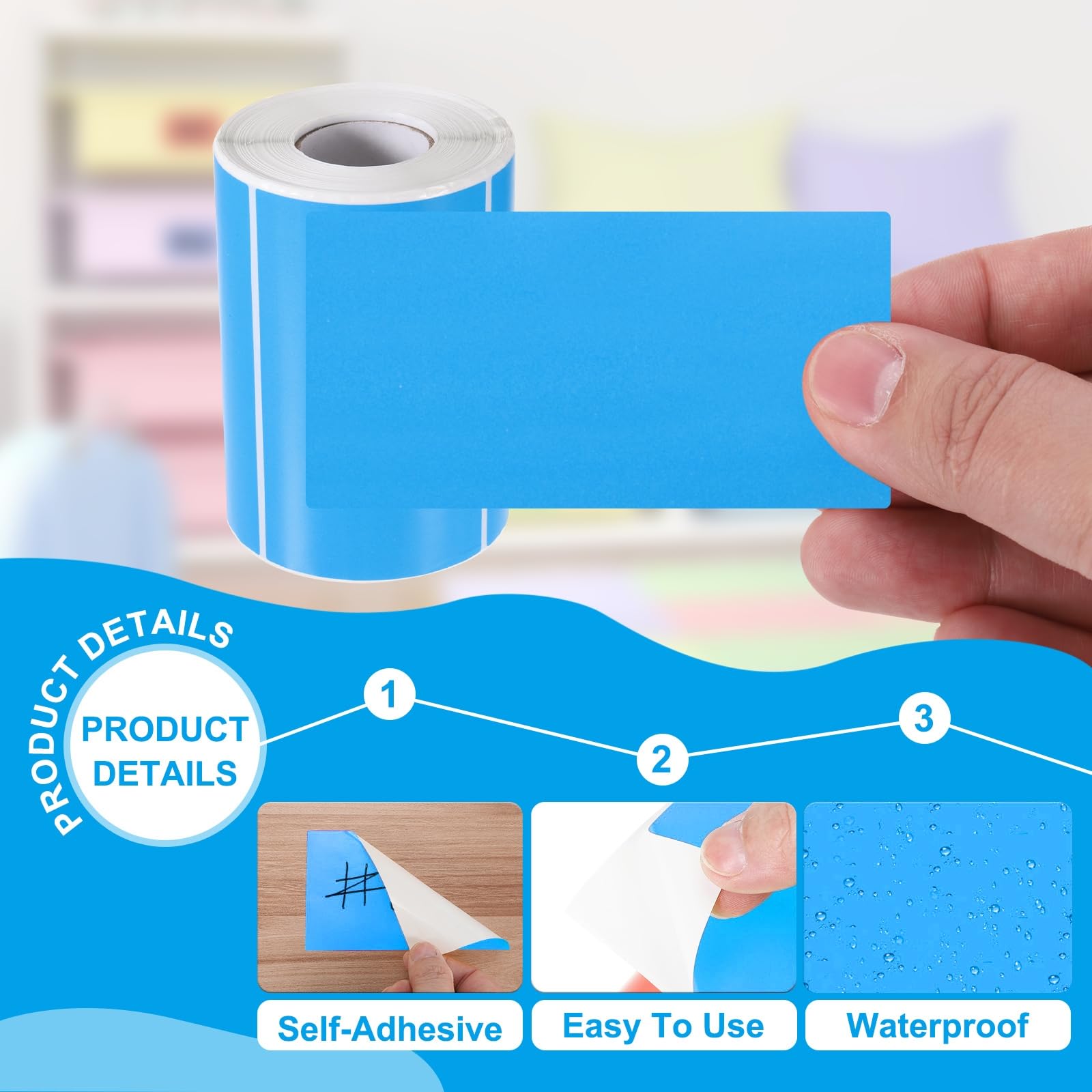 PATIKIL Etichette Adesive Colorate Rettangolari 5" x 3", 500Pz Etichette Adesive Rettangolari Colorate Etichette Adesive per Spostamenti Inventario Imballaggio Scatola, Blu Fluorescente