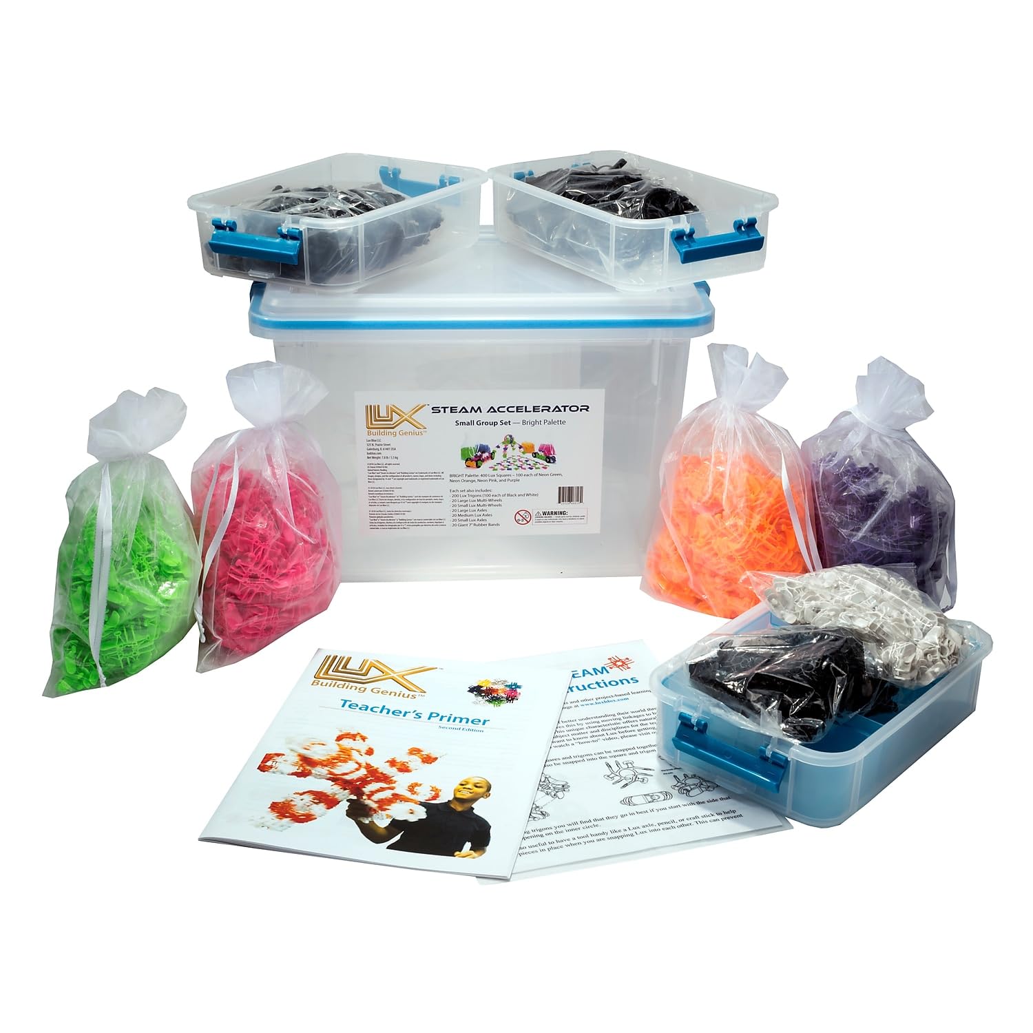 Lux Blox Steam Accelerator Small Group Set - Flexible and Versatile Builds for School Programs or Group Therapy (720 Pieces) Bright Colors