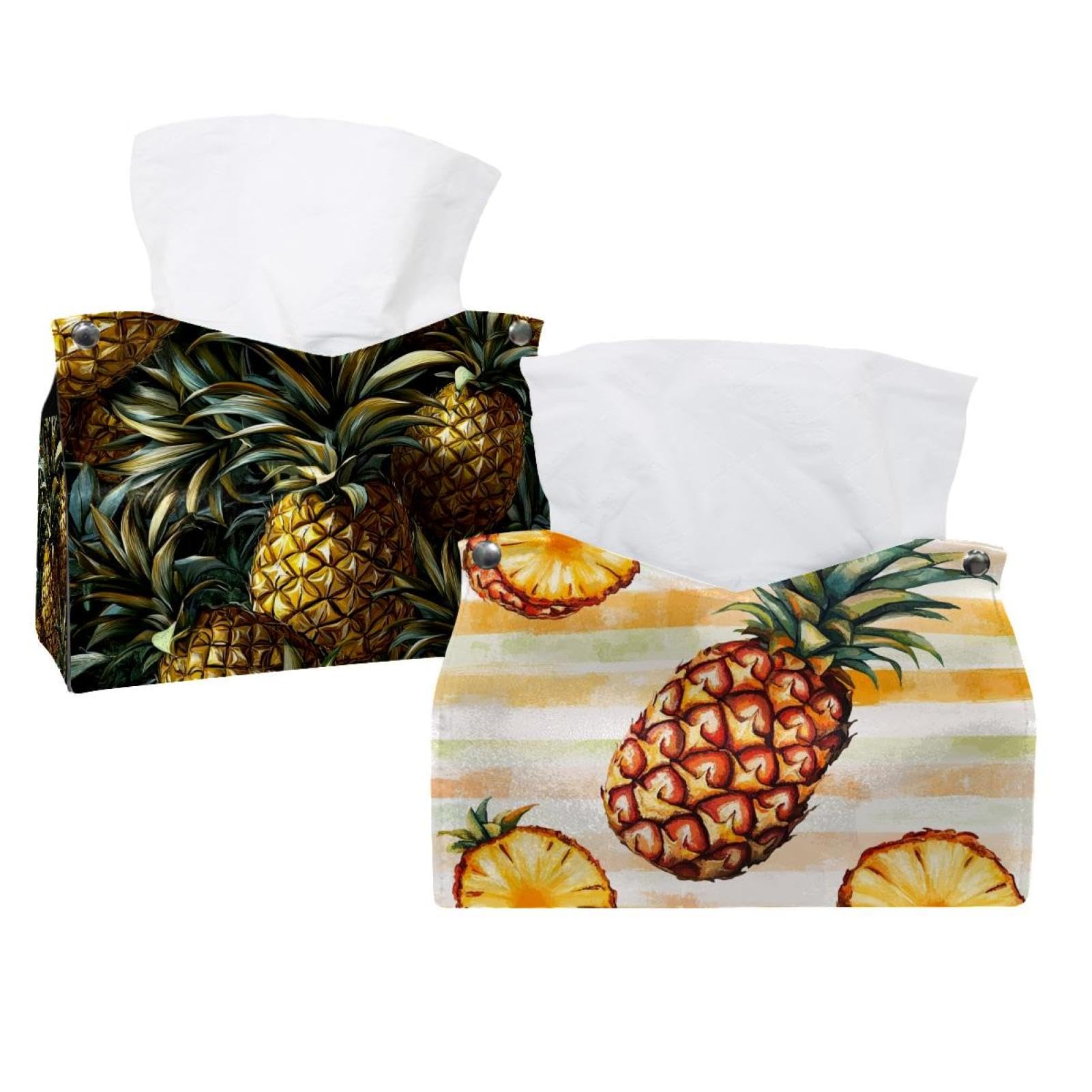 Boîte à mouchoirs tropicale ananas, le cadeau déco idéal en lot de 2