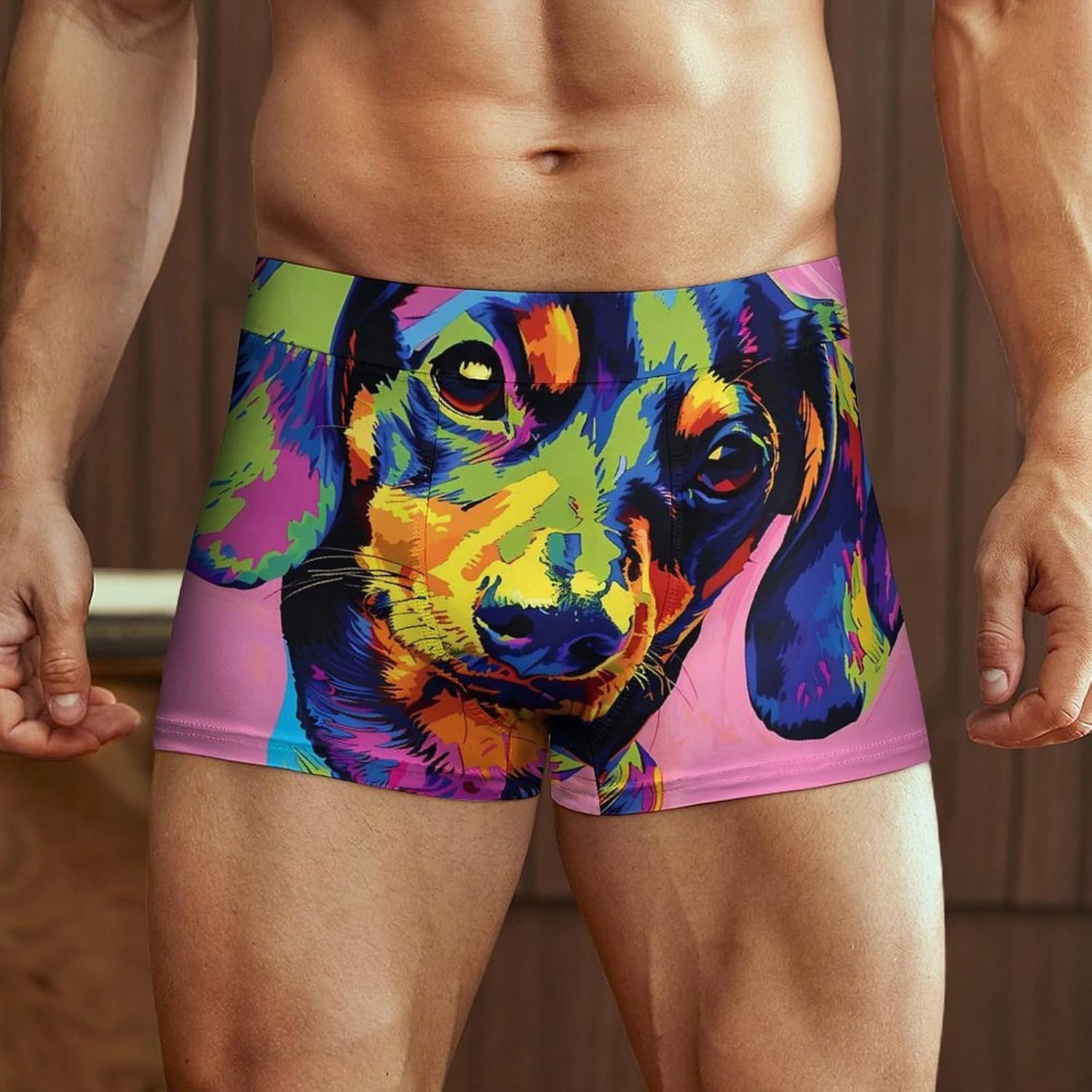 Colorful Dachshund Dog Pop Art Men's Underwear Boxers Briefs for Men Stretch Shorts