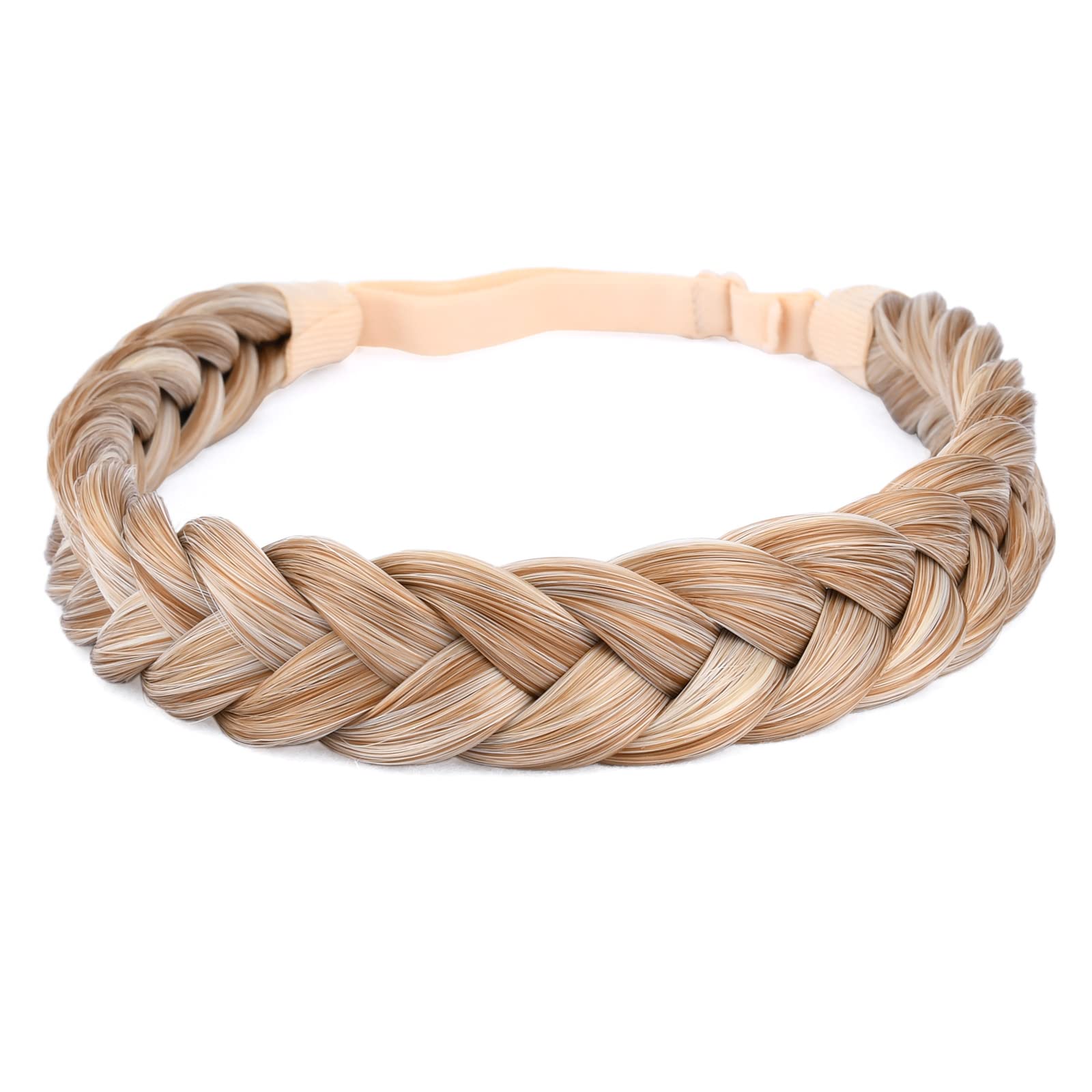 Gledola 2 Strands Fishtail Plaited Braids Headband Braided Synthetic Hair Elastic Stretch, Hair Accessory for Bride Women