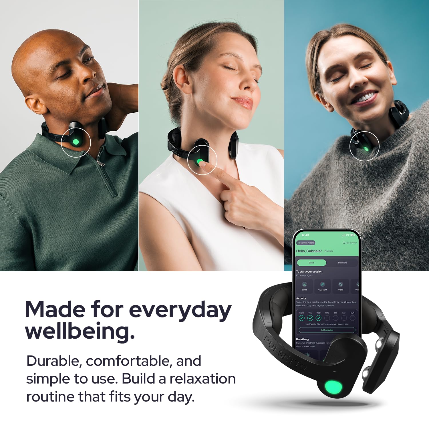 Pulsetto FIT Wellness Wearable with Vagus Nerve Support – Patented Neuro Technology for Relaxation, Stress Balance, Focus, and Restful Sleep