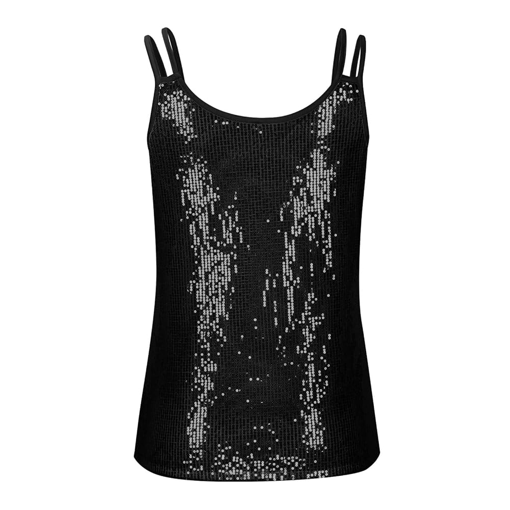 【新品未使用】gajess Glitter Camisole black Amazon.com: Sparkly Sequin Tank Top Camisole Adjustable