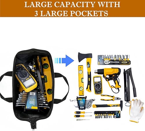 Miniatura 6 de Bolsa de herramientas pequeña de 12 pulgadas para hombres, caja de herramientas pequeña con múltiples bolsillos, organizador de bolsas de
