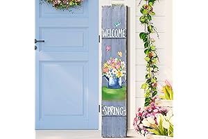 Rustic Spring Wooden Welcome Porch Sign: Refresh Your Curb Appeal with Vertical Farmhouse Decor