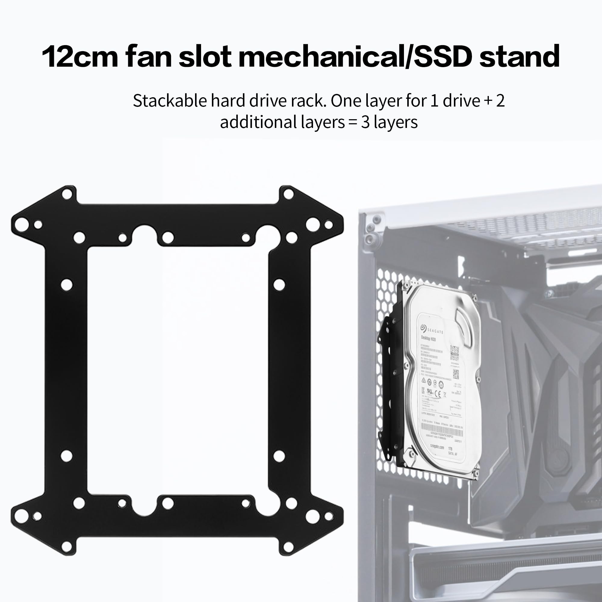 YAODHAOD SSD Einbaurahmen Metall für 2,5" / 3,5" Zoll HDD/SSD Halterung stapelbar, platzsparende Speichererweiterung für PC Gehäuse, NAS, Server (3)