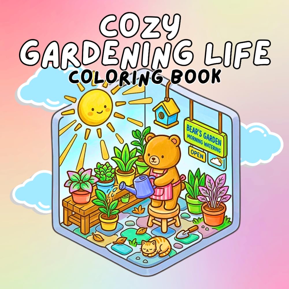 Cozy Gardening Life Coloring Book: Simple Scenes of Potting Plants Watering Flowers Herb Harvesting and Peaceful Outdoor Moments for Stress Relief
