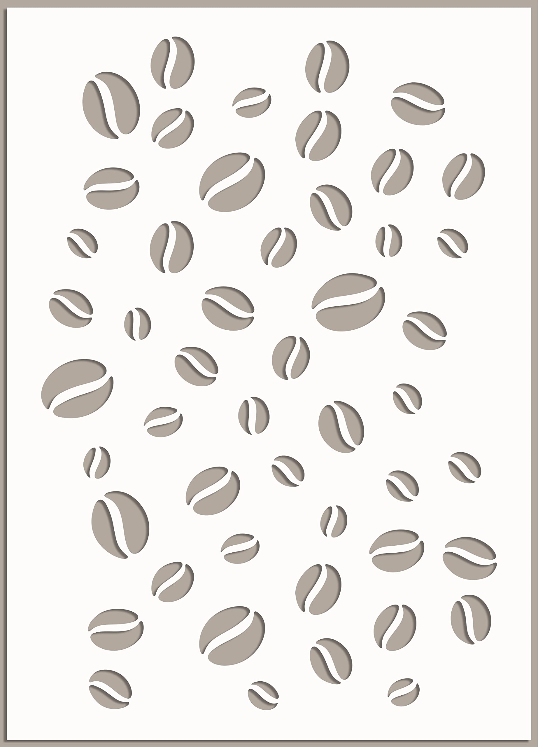 ED Laser Studio Coffee Bean Pattern Stencil Large Walls Painting Furniture Canvas Fabric Wood Patio Floor Home Decor Garden Concrete Crafts Cake Art - Reusable Template TE435